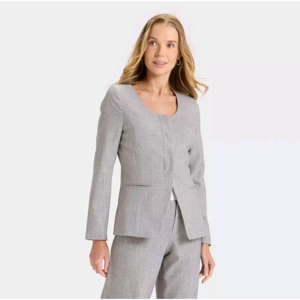 Women's A New Day Collarless Blazer Gray